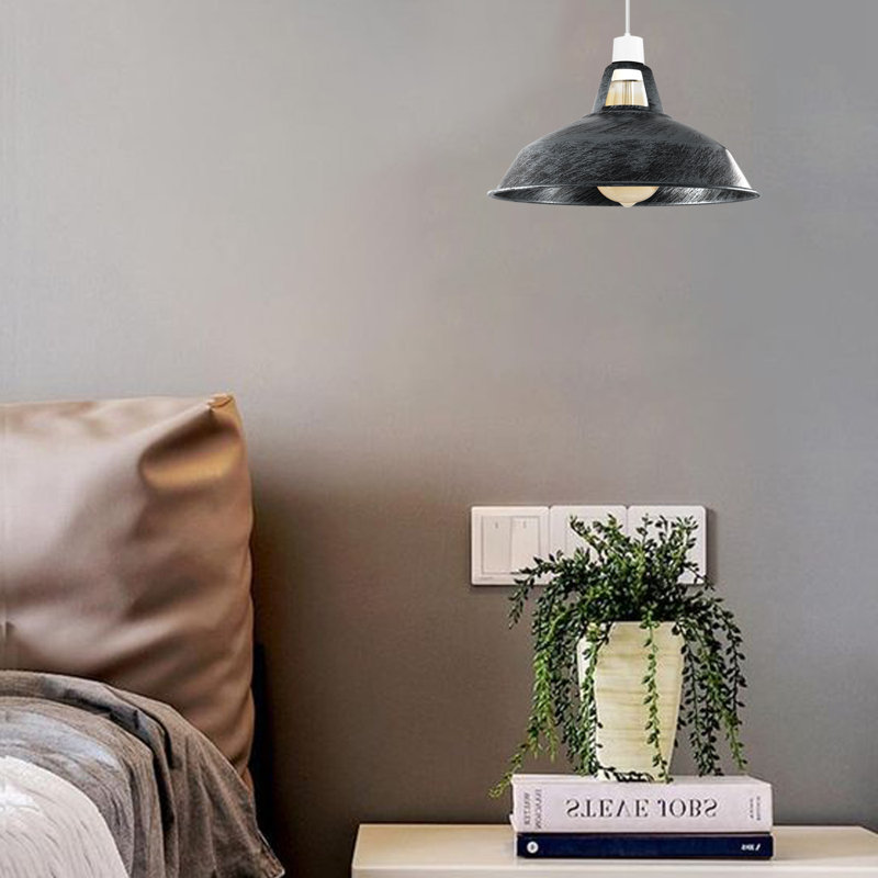 16cm H Metal Bowl Lamp Shade, Brushed Silver
