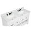Meuble-lavabo double 60 po Dilkhush avec comptoir en quartz de Carrare blanc, évier et dosseret, blanc tourterelle, pré-assemblé