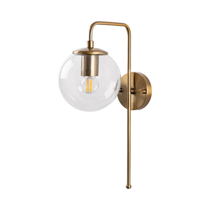Vintage Copper Wall Lamp, 11.8 x 15.0 x 16.9 inches | Solid Metal Body with Glass Cap, E14 Socket (Max 40W, Bulb Not Included) | Modern Scandinavian Design for Glam & Hotel Décor, IP20 Rated
