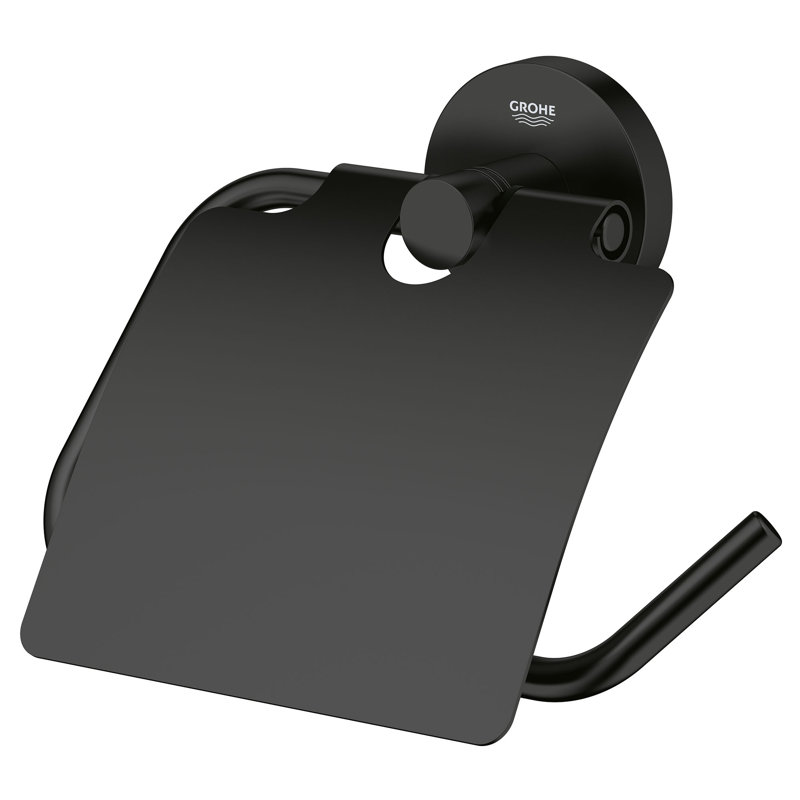 Essentials Wall Mounted Toilet Paper Holder, Matte Black
