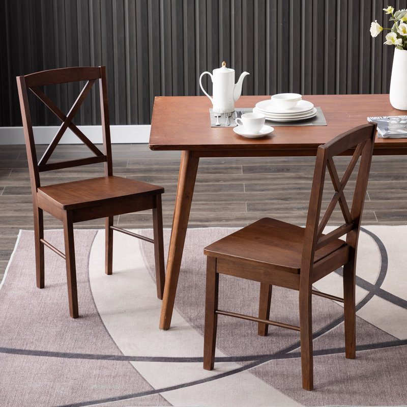 Ensemble de chaises de salle à manger rustiques en bois au design ergonomique, Noyer