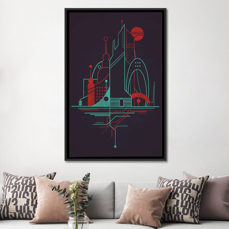 «Subway Sky Night» par Jay Fleck - impression sur toile tendue, H 26 po x l 18 po x P 1,5 po, Toile avec cadre noir