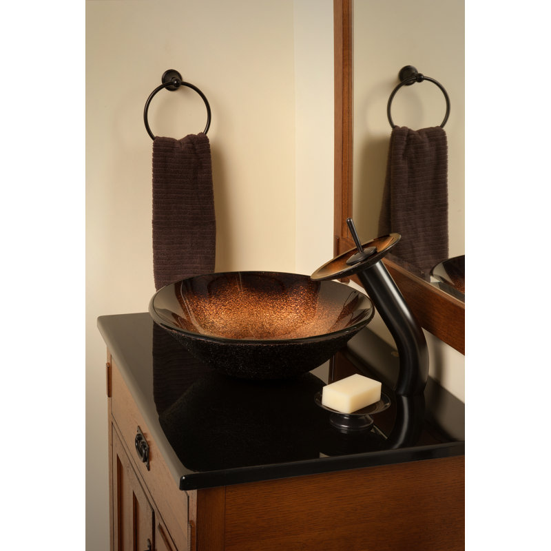 Novatto Sanguinello 17'' Brown Glass Circular Bathroom Sink
