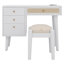 Ensemble de chambre à coucher 3 pièces, cadre de lit plateforme avec tête de lit en rotin, table de chevet rétro et coiffeuse avec tabouret-1642163572