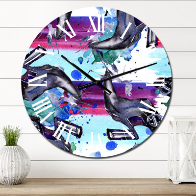 Croquis glamour mauve et bleu - Horloge murale glam