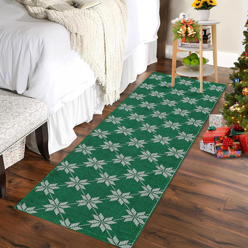 Christmas Eve Foldable Carpet - 2x3ft Thin Low Pile Accent Rug, Runner 2' x 6'