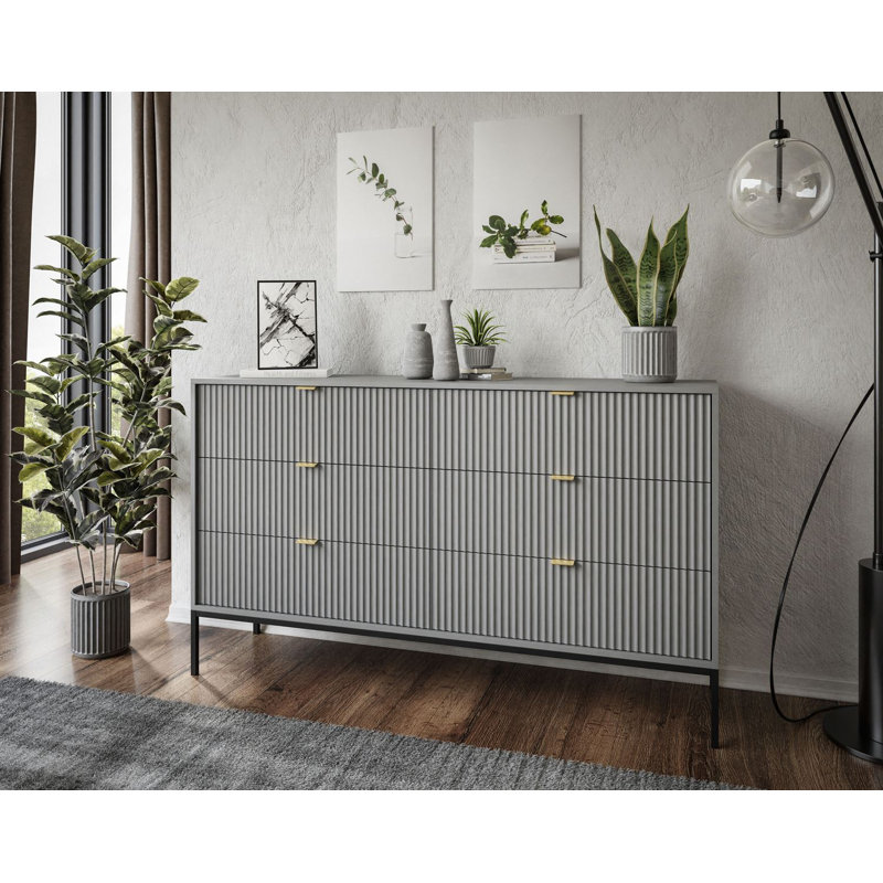 Aniyha Metal Rectangle Storage Unit Accent Chest, Grey/Brown/Blue