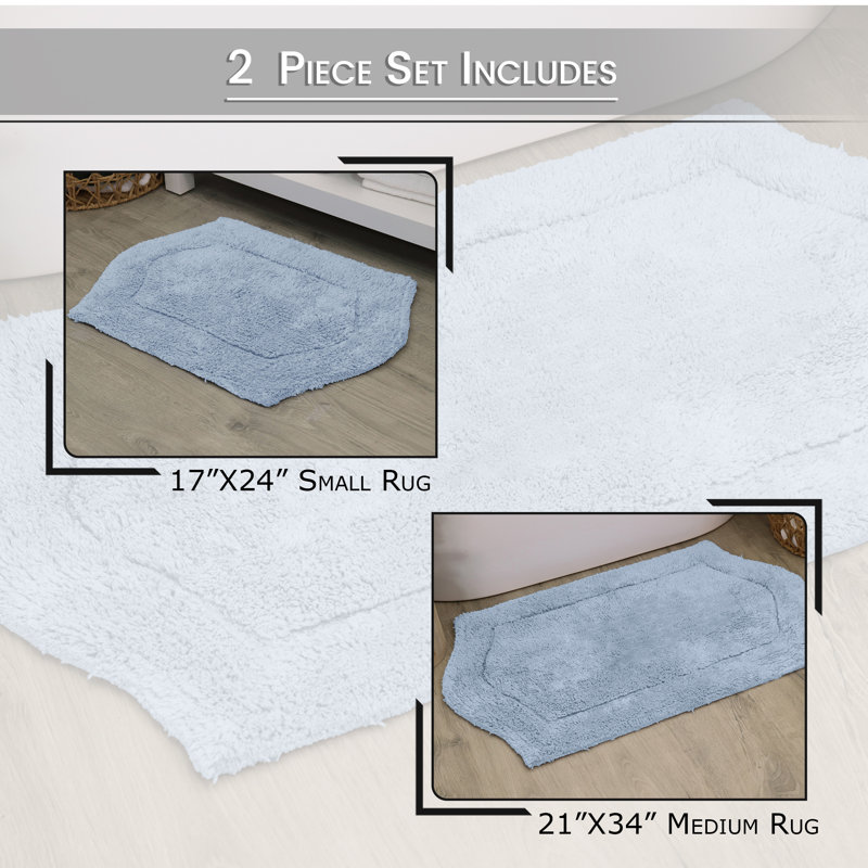 Ensemble de 2 tapis de bain Morissette (17 po x 24 po, 21 po x 34 po), Bleu