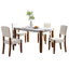 Ensemble de mobilier de salle à manger moderne 5 pièces, coin repas pour 4 personnes pour la cuisine, table de style faux marbre de 46 po et 4 chaises rembourrées avec pieds en bois d'hévéa massif-779159664