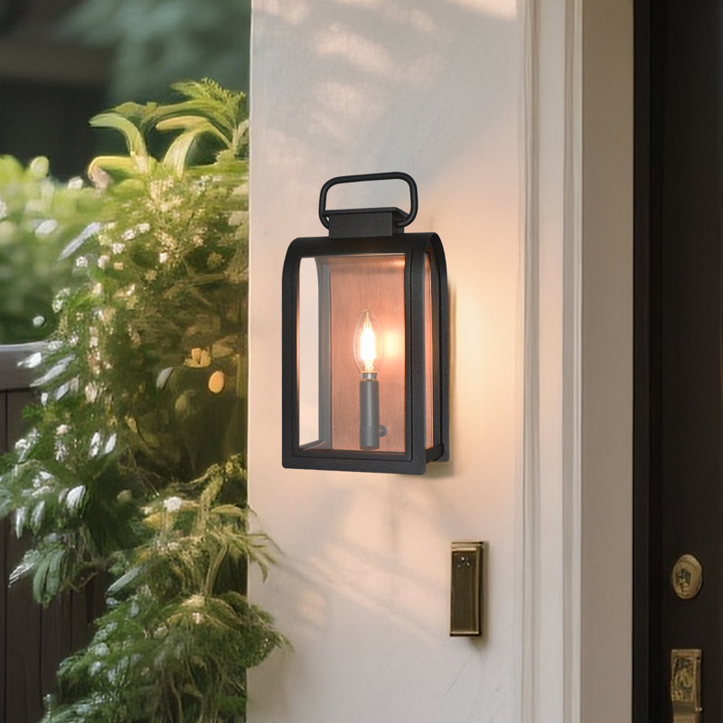Lanterne murale d'extérieur courbée en verre transparent haute résistance H 1 po 13 lumières, Une lumière