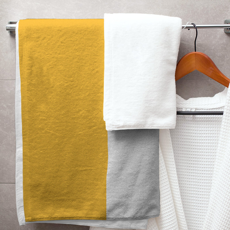 Lightweight Bath Towel, Microfiber, Pittsburgh Gold/White/Pittsburgh Gold
