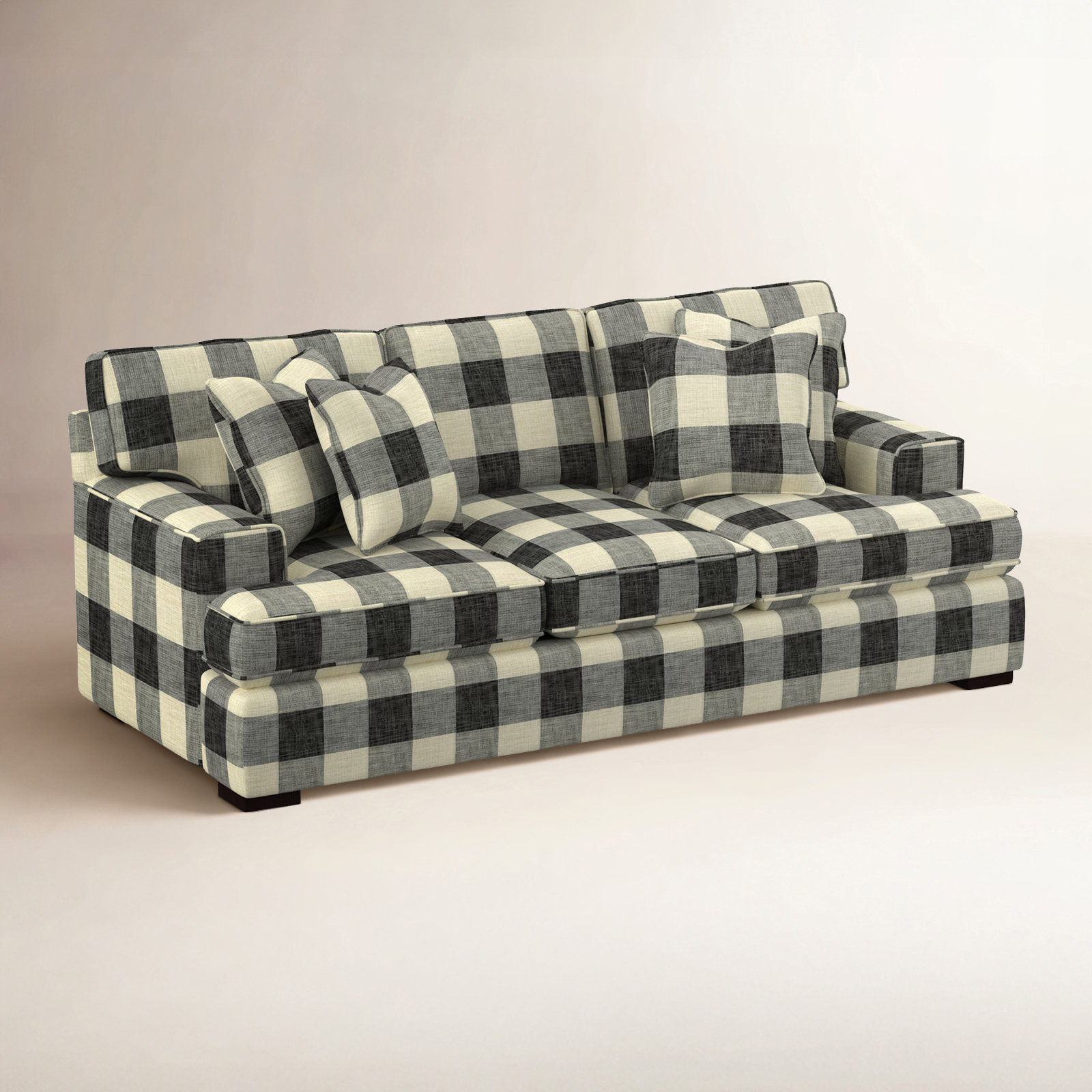 Sadie 97'' Sofa, Java Finish, Black Buffalo Check; 0120-81