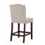 Tabouret de comptoir de 26 po avec capitonnage - revêtement brun clair, finition bois, dossier à boutons, plaque de protection bronze, outils d'assemblage requis, bois inclus