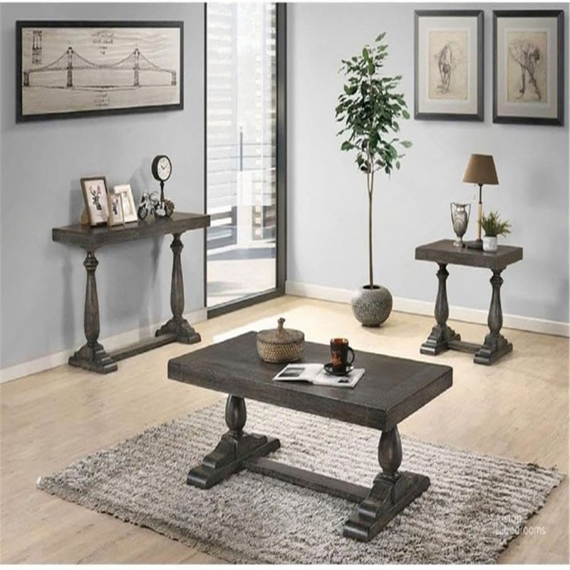 Table d'appoint en bois massif, Gris