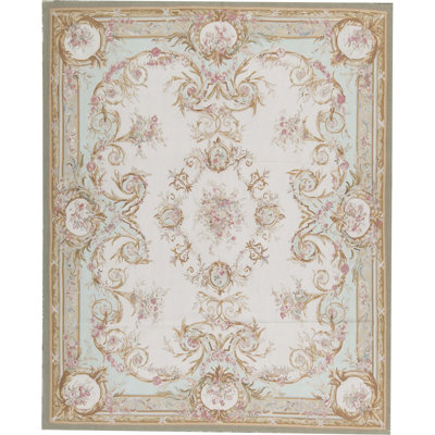 Aubusson Hand Knotted Wool Oriental Area Rug