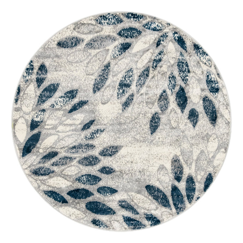 Aamia Abstract Area Rug, Round 5'1", Gray