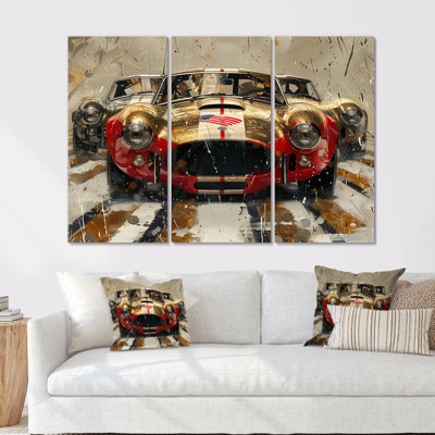 Vintage Muscle Car At The Track III - Race Tracks Wall Art Living Room Set