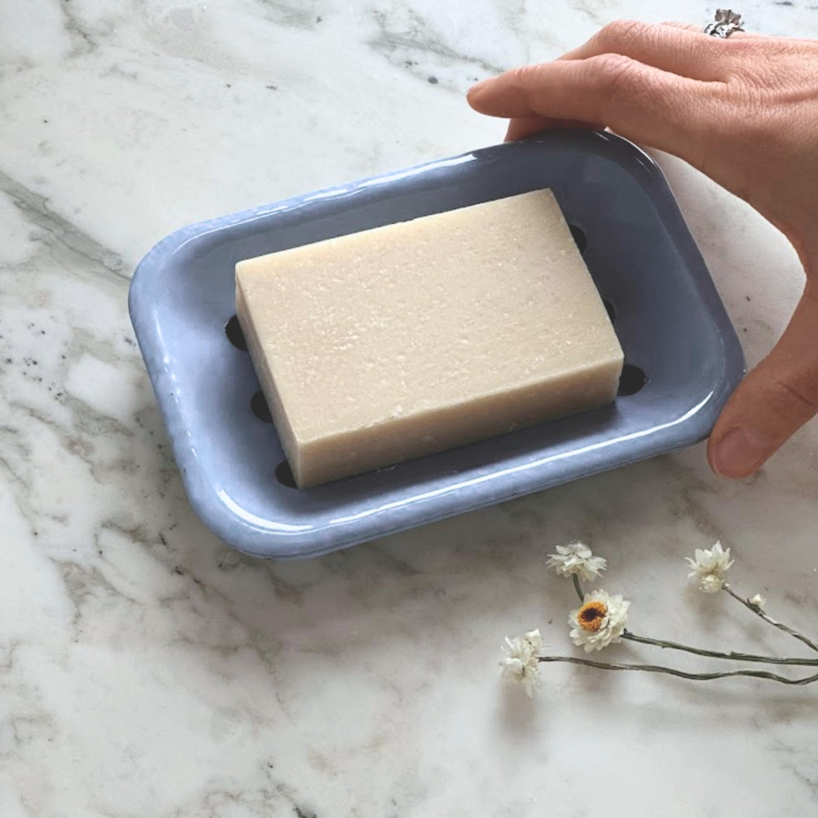 Enamel Soap Dish, Blue