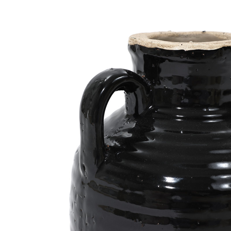 Vase rustique en terre cuite 10 "avec poignées H 10"