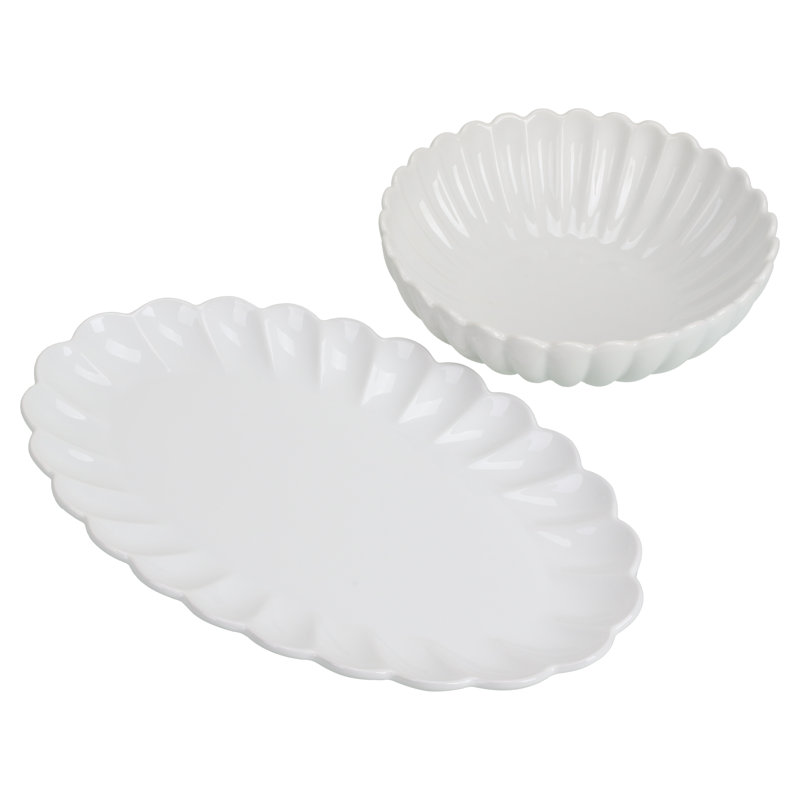 BIA Cordon Bleu 2-Piece, Petal Serving Set, White, 3.25" H x 16" L x 10" W