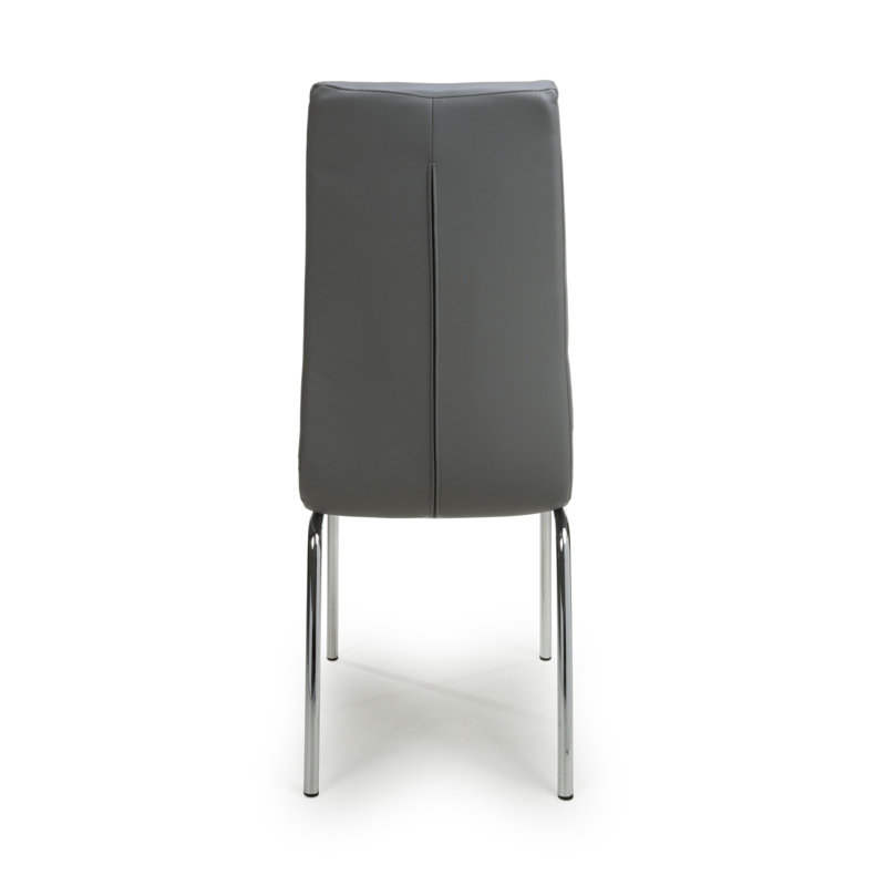 Jenner Leather Effect Dining Chair, Chrome, Grey