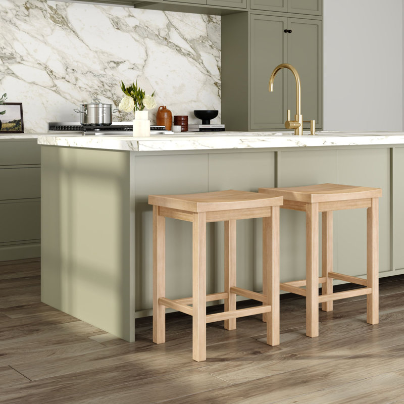Solid Wood Counter Stool with Solid Wood Frame, Blonde
