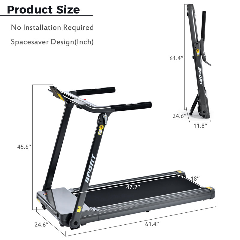 Tapis de course compact 3,5 hp - 14 km / h, distance pliable avec suivi de la fréquence cardiaque et calories