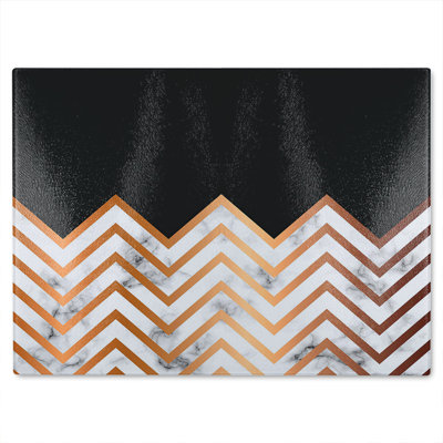 Marble Zig Zag Pattern Glass Chopping Board