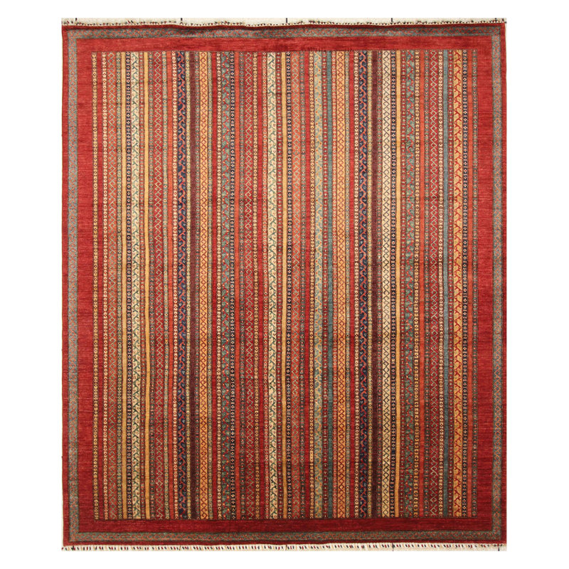 Aryana Wool Striped Area Rug in Red