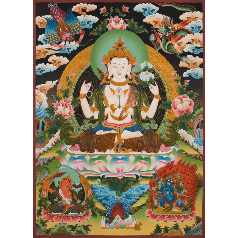 Avalokiteshvara | Chenrezig Thangka (Thangka sans brocart)