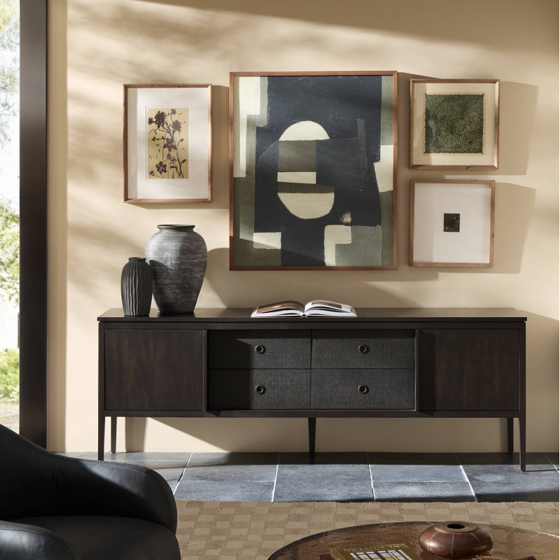 Dawn Media Console-Black Raffia
