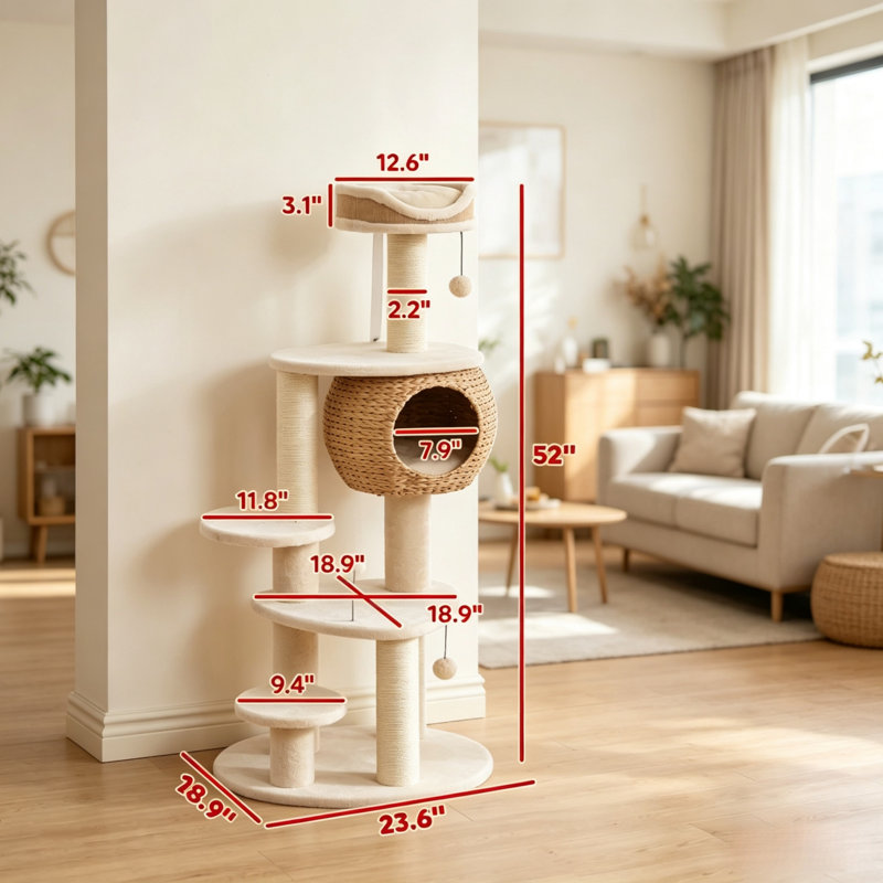 Tour à condos moderne pour chat 52 po