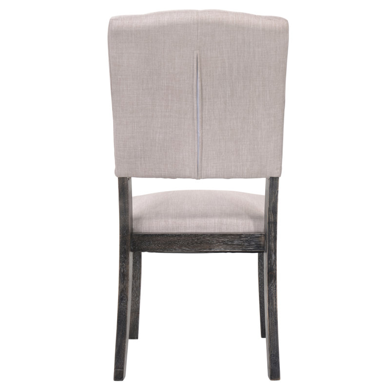 Chaises d'appoint transitionnelles (2) - Lin beige, chêne gris, dossier de style chêne 2, Blanc, Gris