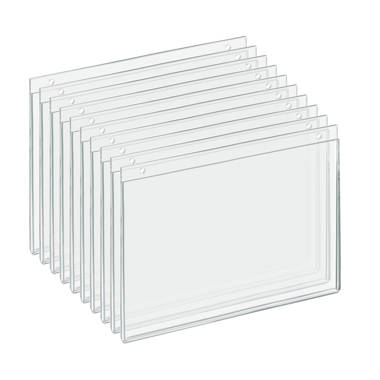 Bottom Loading Clear Acrylic T-Frame Sign Holder 10 Wide x 8''  High-Horizontal/Landscape, 10-Pack - Azar Displays