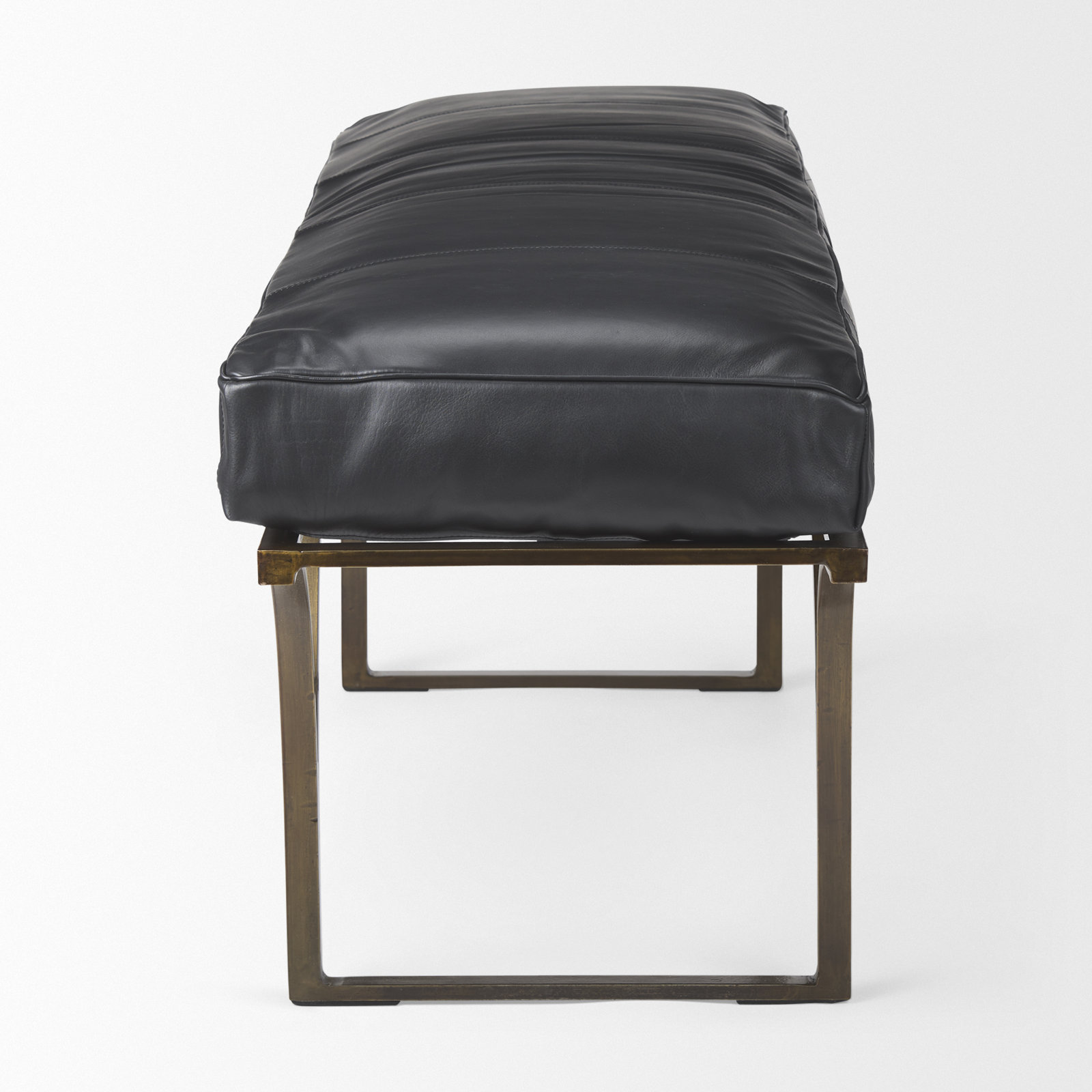 Magnolia Bench, Black Genuine Leather