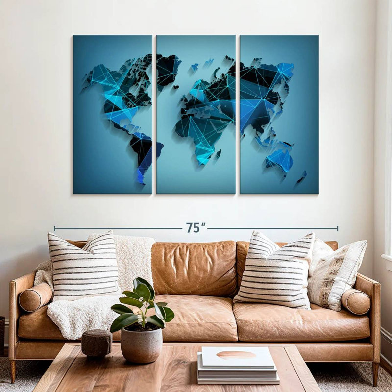 Aliaz Network Technology World Map, 42" H x 65" W