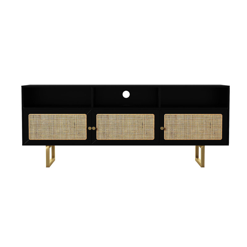 Cabinet multimédia avec rangement Mursley, 24 po H x 60 po L x 15,75 po l, Noir