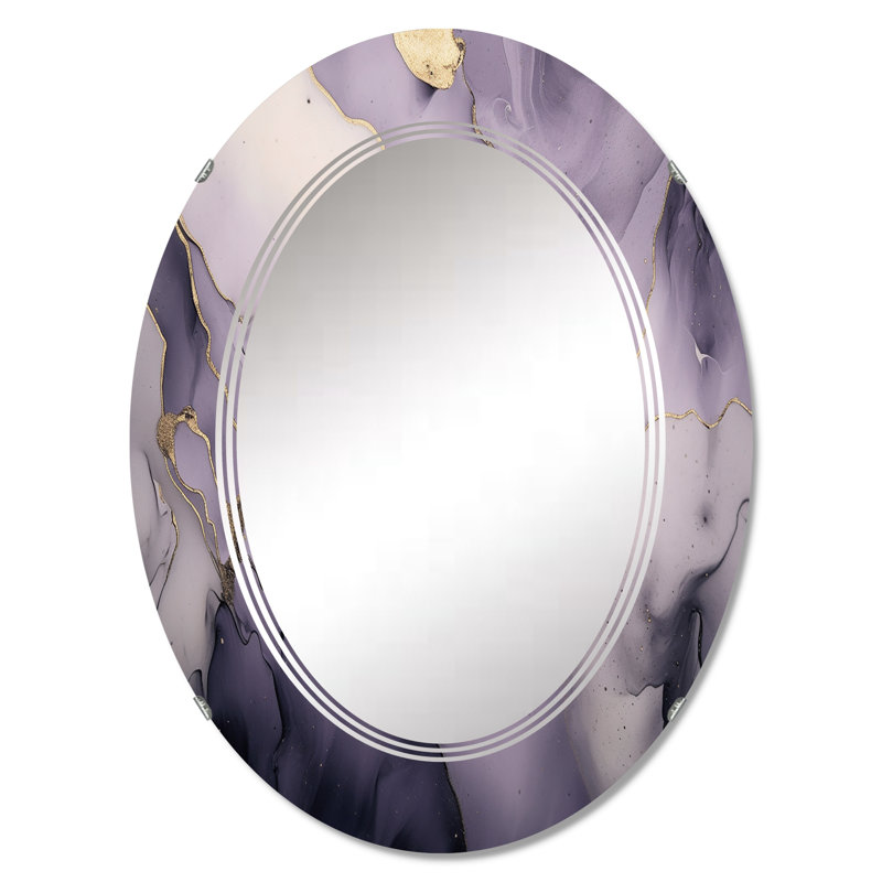 Miroir mural mauve à encre mauve et gris, Fractals Modern - mauve et encre mauve grise, 36 po x 24 po