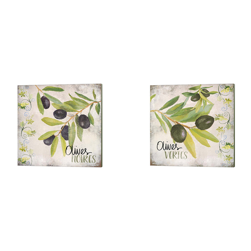Olives Noires Vertes par Lanie Loreth, art sur toile (ensemble de 2)