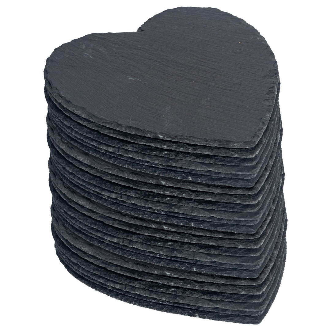 Argon Tableware Heart Slate Placemats - 25cm - Pack of 24 - Black - Image 4