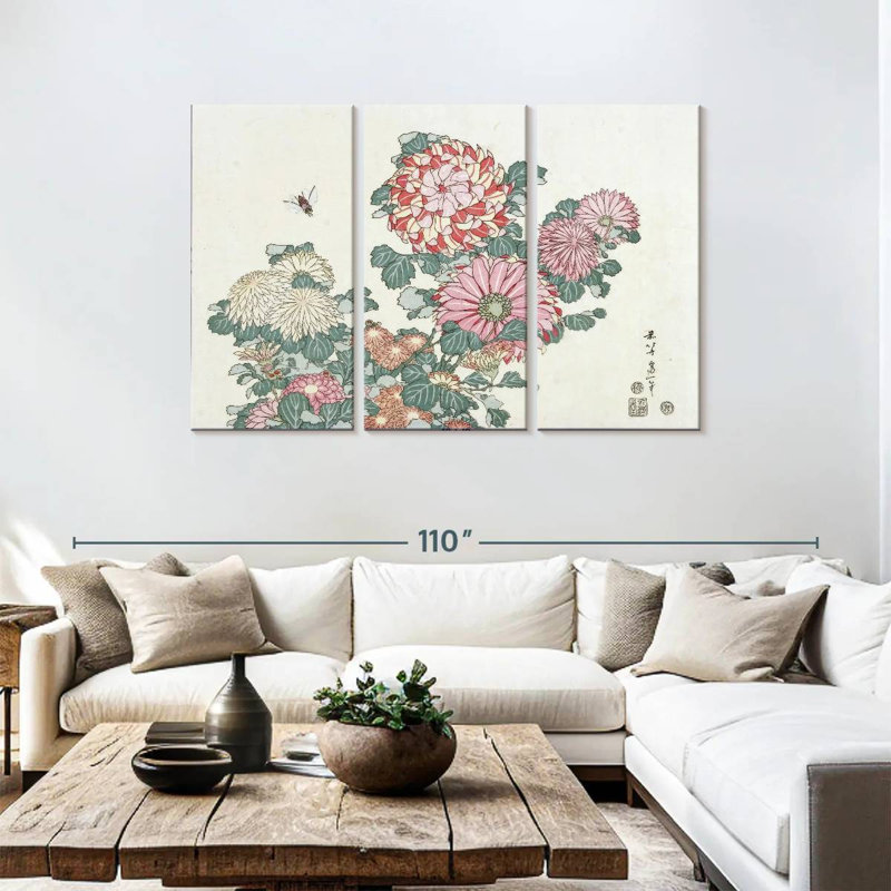 Chrysanthèmes Harnek et une abeille, H 48 po x l 74 po