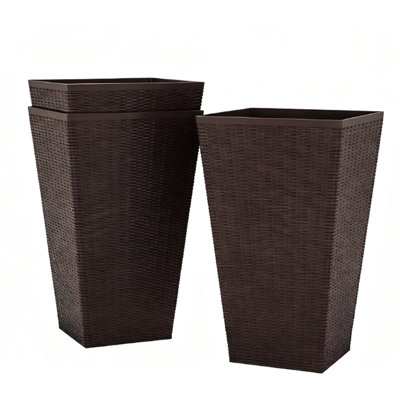 Of 3 Outdoor And Indoor Pots, - Style Aesthetic, Plastic, Drainage Feature, Hassle Setup Decorative Flower Pot 3, Inspired Design, Pp Plastic Construction, Self Function, No Assembly Needed
