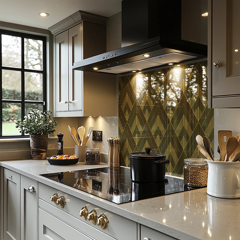 Striped Triangles Splash Back, 80cm L x 60cm W