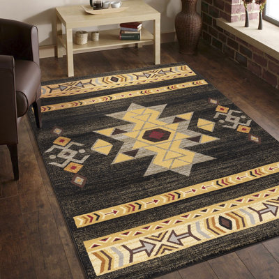 Tribes Black  Southwest Area Rug