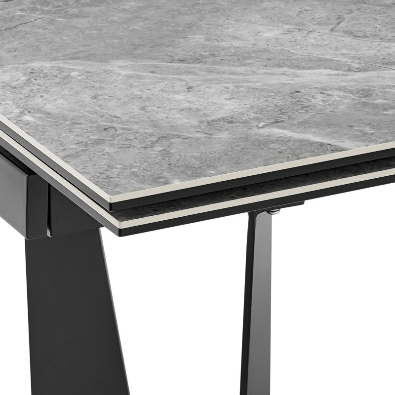 Mateo Matte Black Extendable Marble Ceramic Dining Table