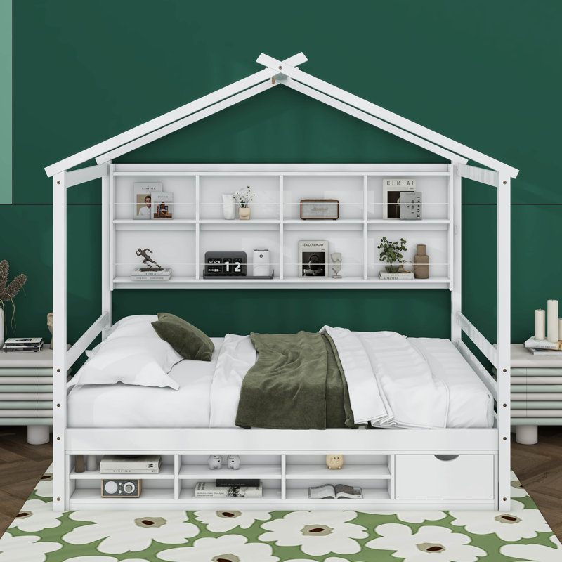 Addalina Canopy Bed, Full, White/Natural