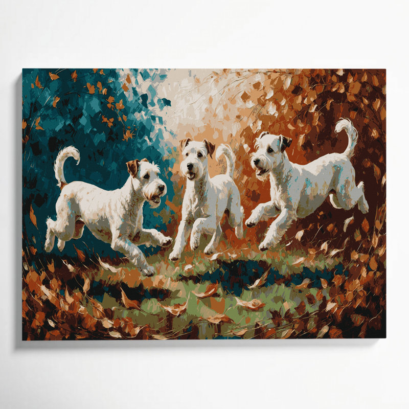 «Dogs Bedlington Terrier», art mural sur toile grise, H 11 po x l 14 po