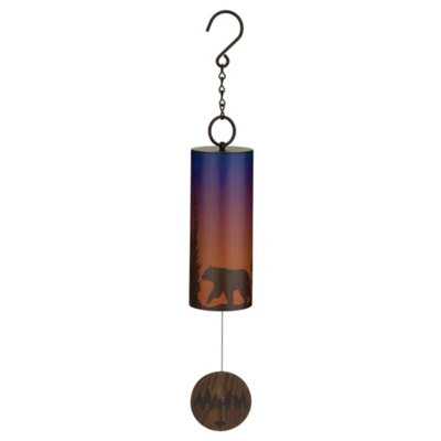 Cloche à vent extérieure en acier et bois 27 po Night Sky avec finition résistante aux intempéries et crochet de suspension