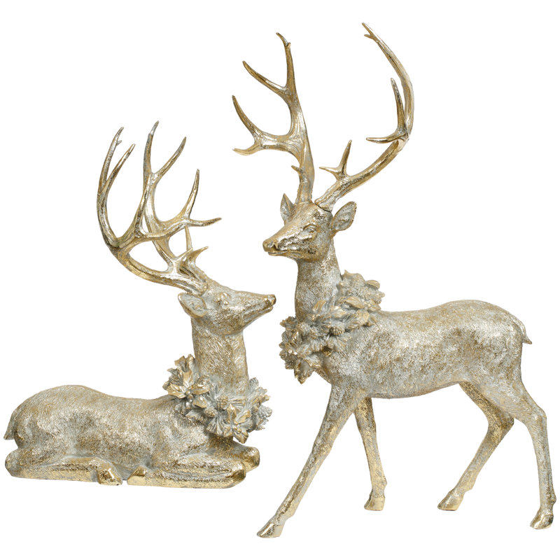 Deer With Wreath - 28 Inches Set Of 2