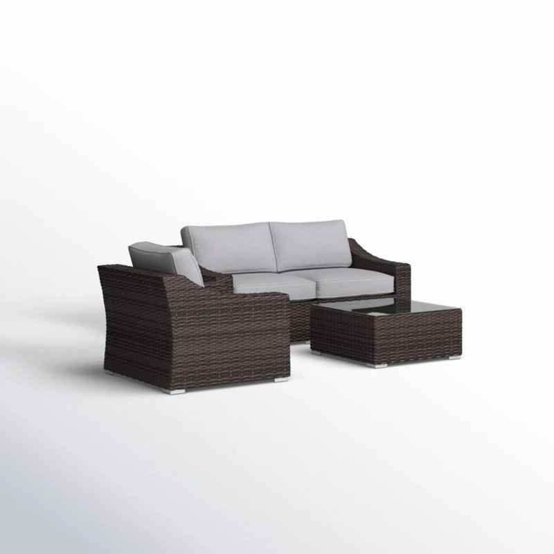Ensemble modulaire d'extérieur en osier 4 pièces avec coussins entièrement assemblé